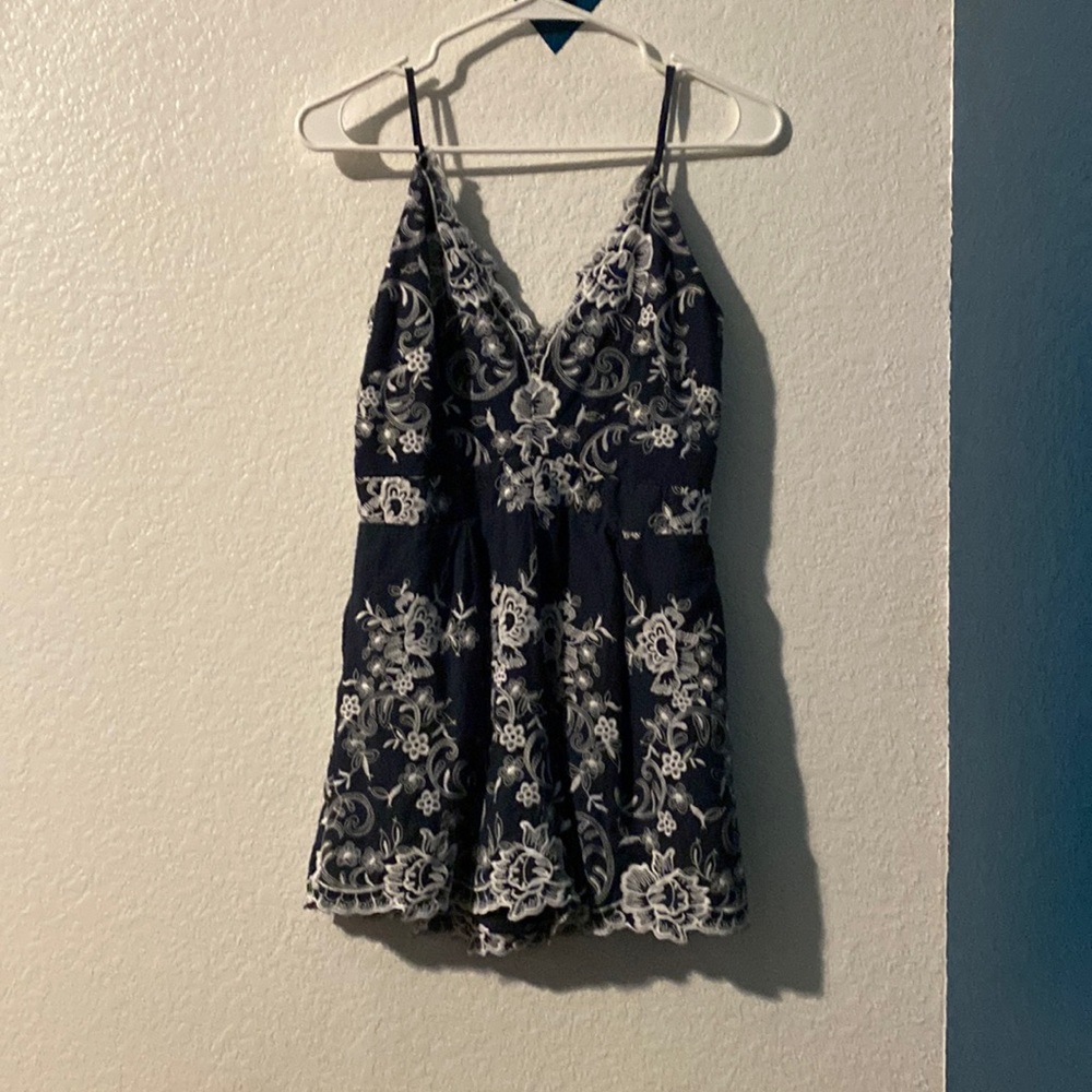 Dark blue and white romper